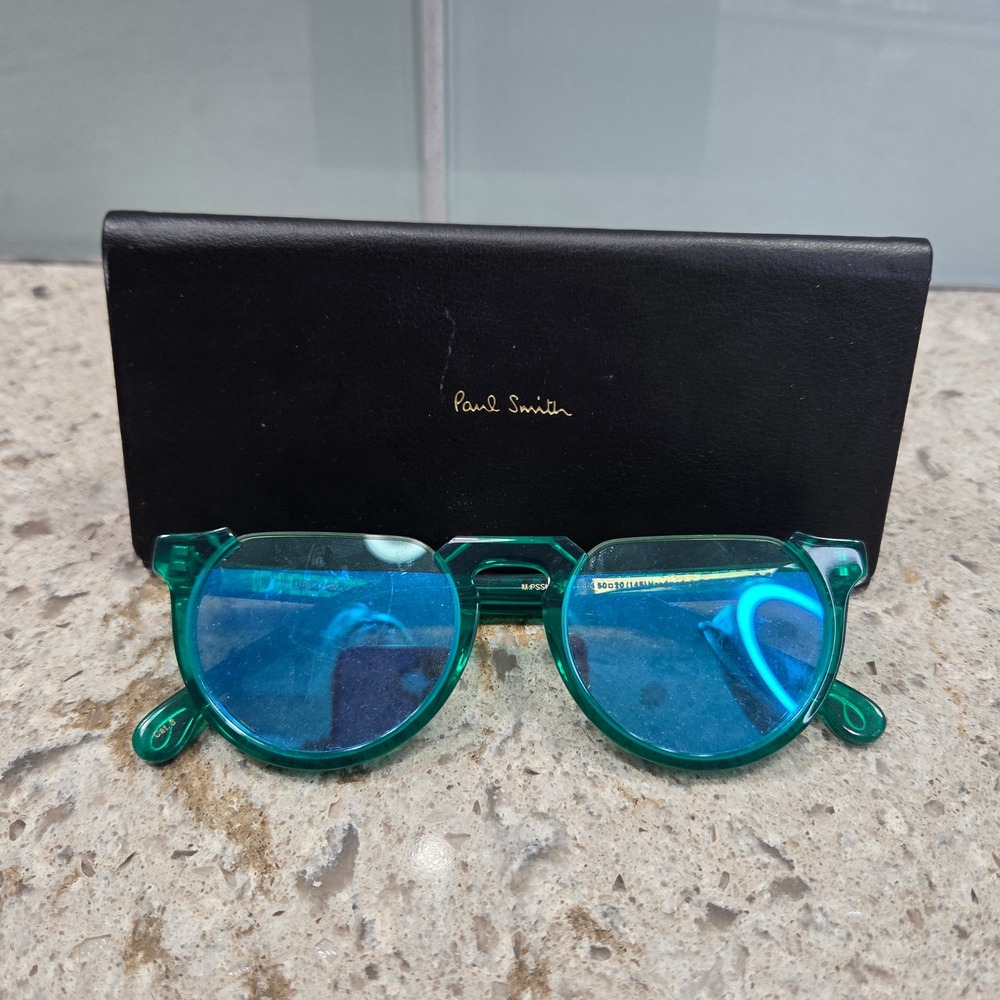 Paul Smith Brixham V1 Emerald Green Sunglasses Blue Mirror Lens PSSN022V1 Italy